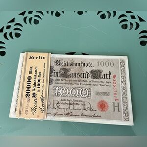 Germany Pack of 20 Berlin Bank Empire Imperial Reichsbanknote 1000 Mark 1910